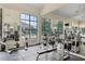 Well-equipped fitness center with weightlifting machines, mirrors, and large windows overlooking the community at 18107 Sugar Brooke Dr, Tampa, FL 33647