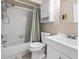Well-maintained bathroom includes a shower-tub combo, toilet, and sleek vanity with generous counter space at 2597 Countryside Blvd # 206, Clearwater, FL 33761