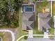 Aerial view of a well-maintained neighborhood, highlighting the manicured lawns and private pools at 12607 Flatwood Creek Dr, Gibsonton, FL 33534