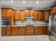 Kitchen area showcases wood cabinetry, stainless steel appliances, and granite countertops at 13209 Palmilla Cir, Dade City, FL 33525