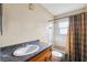 Traditional bathroom with a vanity, toilet, and bathtub featuring a shower with a curtain at 1810 Maryland Ne Ave, St Petersburg, FL 33703