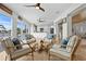 Open-concept living space with modern decor, leading to a gourmet kitchen and breathtaking water views at 243 Hermosita Dr, St Pete Beach, FL 33706