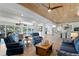 A stylish living room with comfortable seating, wood-paneled ceiling, and scenic water views at 243 Hermosita Dr, St Pete Beach, FL 33706
