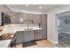 Modern kitchen boasts gray cabinetry, stainless steel appliances, and a decorative backsplash at 2933 Stratford Dr, Largo, FL 33771