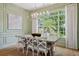 Bright dining room with a large window, elegant lighting, and a rustic wood table at 3619 W Leona St, Tampa, FL 33629