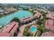 Aerial view of community featuring a pool, landscaping and waterfront access at 531 Sandy Hook Rd, Treasure Island, FL 33706