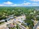 Panoramic aerial shot showcasing the home's well-maintained landscaping and appealing neighborhood setting, promoting an inviting feel at 895 Joan St, Dunedin, FL 34698