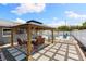 Backyard with a gazebo, pavers, and gravel, perfect for entertaining at 895 Joan St, Dunedin, FL 34698