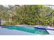 Screened-in pool featuring a spa and tropical landscaping around the perimeter at 9220 Dayflower Dr, Tampa, FL 33647