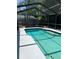 A serene screened-in pool offers a refreshing oasis with a patio and views of the landscaped backyard at 9220 Dayflower Dr, Tampa, FL 33647