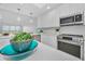 Modern kitchen featuring quartz countertops, stainless steel appliances and bright lighting at 125 Island Way # 502, Clearwater Beach, FL 33767