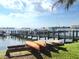 Waterfront dock with boats and kayaks, offering residents access to boating and water activities at 184 Banyan Bay Dr, St Petersburg, FL 33705