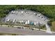 Aerial view of an outdoor boat and RV storage facility, offering secure parking for recreational vehicles and watercraft at 2349 Wood Pointe Dr, Holiday, FL 34691