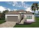 Beautiful single-Gathering home featuring a two-car garage and manicured lawn with garden beds at 32523 Neroli St, Wesley Chapel, FL 33543