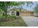 Charming single-story home featuring a three-car garage and tropical landscaping at 5317 Pagnotta Pl, Lutz, FL 33558