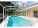Private pool with a screened enclosure, flamingo floaties, and plenty of sunshine at 10002 Colonnade Dr, Tampa, FL 33647