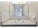 Bathroom vanity featuring a large mirror with an overhead light and white countertop at 103 Hickory Creek Blvd, Brandon, FL 33511