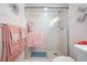 Beautiful glass shower with modern fixtures, and decorative touches at 1351 Gulf Blvd # 209, Clearwater Beach, FL 33767