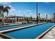 Bocce ball court with a shaded seating area, ideal for outdoor recreation at 16941 Falling Waters Ct, Land O Lakes, FL 34638