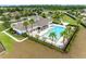 Aerial view of community pool, playground, clubhouse, and surrounding residences at 1811 Redmond Brook Ln, Ruskin, FL 33570