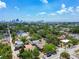An aerial view showcasing the neighborhood with lush tree coverage and houses in the distance at 233 24Th N St, St Petersburg, FL 33713