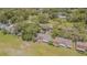 Aerial view of backyards featuring mature trees, and screened-in patios at 35058 Whispering Oaks Blvd, Dade City, FL 33523