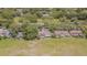 Aerial view of residential neighborhood with mature trees providing ample shade and privacy at 35058 Whispering Oaks Blvd, Dade City, FL 33523