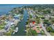 Expansive aerial view of the neighborhood, highlighting the property's location on the canal at 3560 Beach Se Dr, St Petersburg, FL 33705