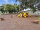 Community playground featuring a colorful slide and wooden play structure amid the trees at 36673 Spanish Rose Dr, Dade City, FL 33525