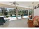 Covered patio offers ample seating, views of the screened-in pool and backyard, perfect for relaxation at 5182 Championship Cup Ln, Spring Hill, FL 34609