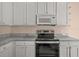 Close up of modern oven, granite counter tops and cabinetry at 568 Shoreham Ne Ct, St Petersburg, FL 33716