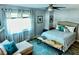 Well-lit bedroom featuring a comfortable bed, accent pillows, and a bench at 7200 Sunshine Skyway S Ln # 2E, St Petersburg, FL 33711