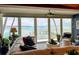 Bright living room with floor-to-ceiling windows and waterfront views, stylish seating and decor at 7200 Sunshine Skyway S Ln # 2E, St Petersburg, FL 33711