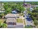 Neighborhood aerial view showing a church, tree-lined streets, and cozy single-Gathering homes at 2018 21St S St, St Petersburg, FL 33712