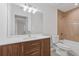 Bathroom featuring a modern vanity, decorative lighting, shower, and tile wall at 3151 6Th S Ave, St Petersburg, FL 33712