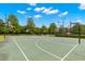 An outdoor community basketball court with multiple hoops surrounded by lush greenery and blue skies at 3399 Mermoor Dr # 301, Palm Harbor, FL 34685