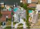 Aerial view of a waterfront home with a pool and private boat dock at 4643 Bay Crest Dr, Tampa, FL 33615