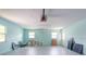 Spacious garage with two windows, storage and an air conditioning unit at 4643 Bay Crest Dr, Tampa, FL 33615