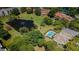 Aerial view of the community showing the pool, pond with fountain, and lush landscaping at 6190 80Th N St # 411, St Petersburg, FL 33709