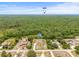 Aerial view of home with in-ground pool, surrounded by lush greenery; Gulf visible in the distance at 7206 River Country Dr, Weeki Wachee, FL 34607