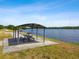 Beautiful lake view with a covered picnic area offering a scenic outdoor spot for relaxation and recreation at 11203 Killearn Ct, Riverview, FL 33569