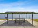 Inviting picnic shelter with lake view, perfect for outdoor gatherings and relaxation in a picturesque setting at 11203 Killearn Ct, Riverview, FL 33569