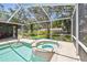 This screened-in pool offers a great jacuzzi, perfect for unwinding and enjoying the backyard at 11203 Killearn Ct, Riverview, FL 33569