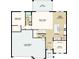 Layout of the first floor, including the foyer, kitchen, great room, and three-car garage at 1645 Longliner Loop, Wesley Chapel, FL 33543