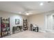 Bonus room with neutral walls, ceiling fan, and space for recreation or hobbies at 17847 Althea Blue Pl, Lutz, FL 33558