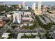 An aerial view of a city street featuring residential apartments and surrounding buildings at 219 4Th N Ave # 201, St Petersburg, FL 33701