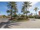 Beautifully landscaped roundabout with palm trees, a fountain, and colorful flowers under a sunny sky at 2722 Via Tivoli # 430A, Clearwater, FL 33764