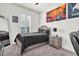 Inviting bedroom boasts a comfortable bed, shutters, and stylish furnishings at 3166 Francoa Dr, Odessa, FL 33556