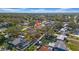 An aerial shot with a pin, showcasing home location in a neighborhood with lush greenery and nearby pools at 4642 29Th N Ave, St Petersburg, FL 33713