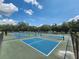 Spend your days on these community pickleball courts, featuring vibrant blue surfaces and sturdy black fencing for endless entertainment at 5318 Mary St, Zephyrhills, FL 33542